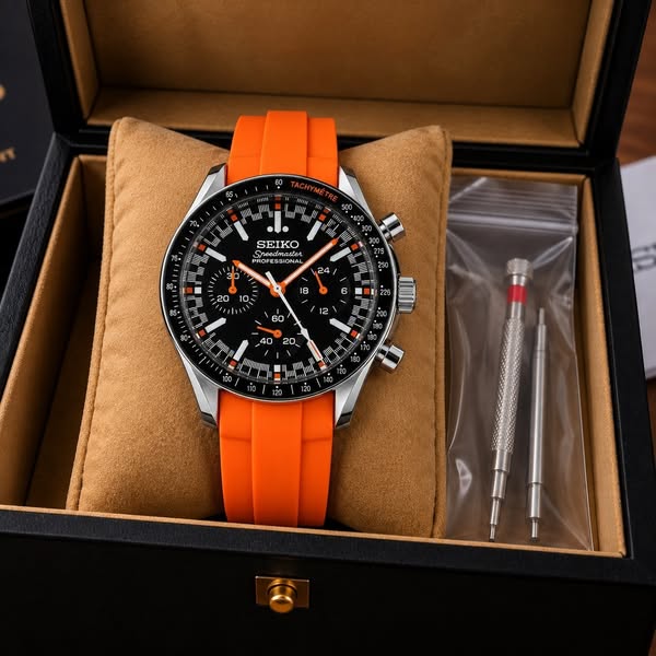 Custom Seiko Orange Racing Chronograph Mod Watch