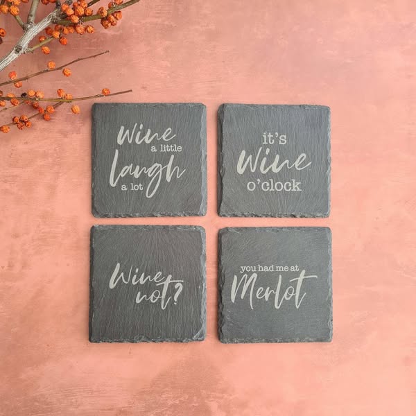 Wine Themed Slate Coasters