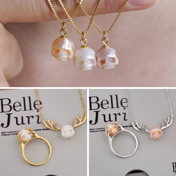 Pearl Skull Necklace