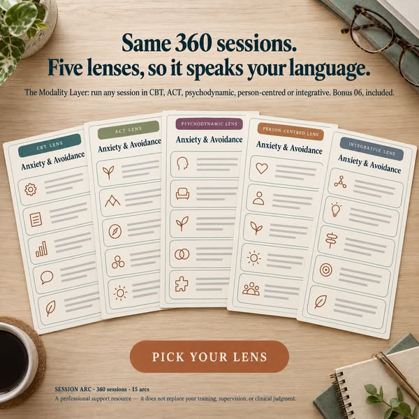 Session Arc — 360 Ready-to-Run Therapy Sessions (15 Clinical Arcs)
