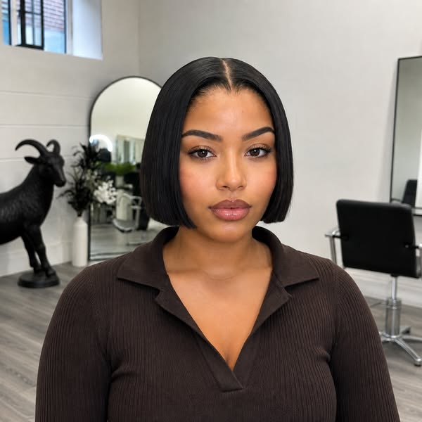 8” Sleek Bone Straight Short Blunt Cut Bob