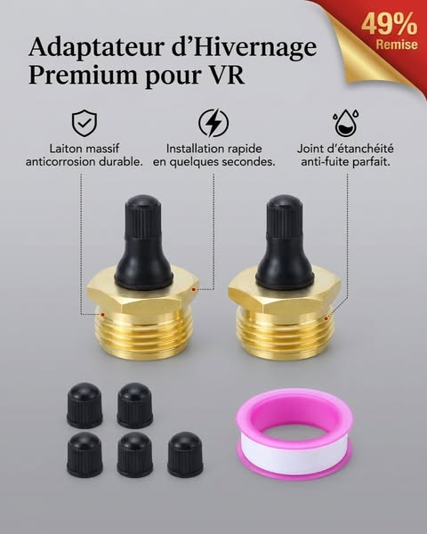 Adaptateur de bouchon d'hivernage en laiton pour VR