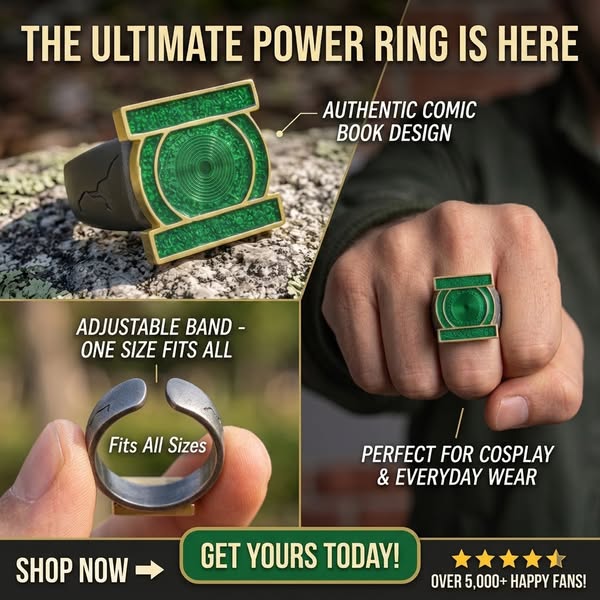 Green Superhero Signet Ring – Adjustable Cosplay Power Ring