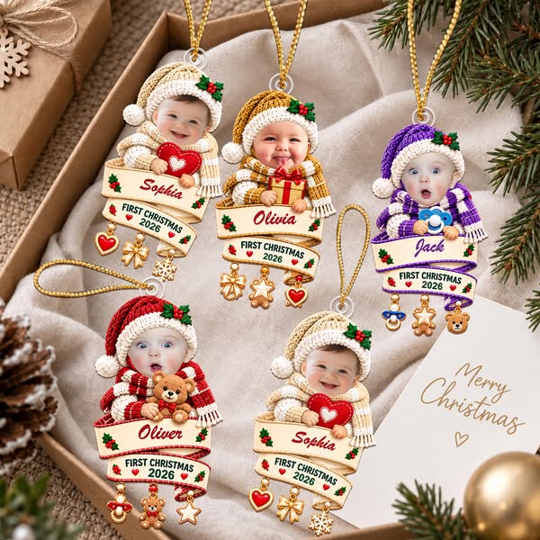 Custom Photo Baby First Christmas Ornament