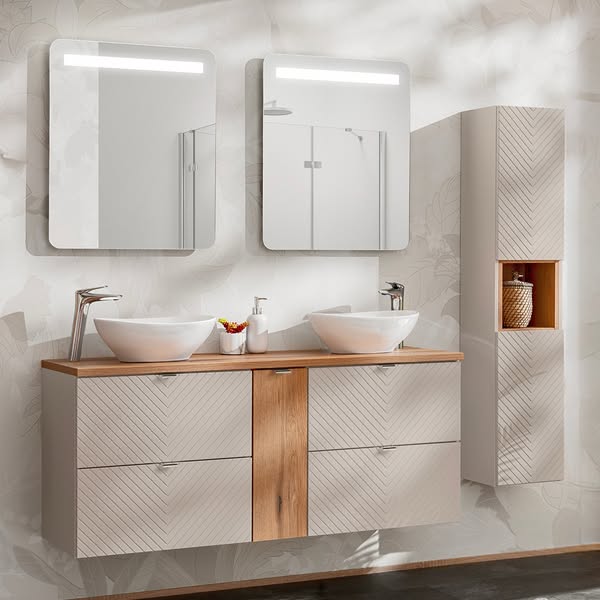 Meuble double vasque 140cm cachemire Manoa