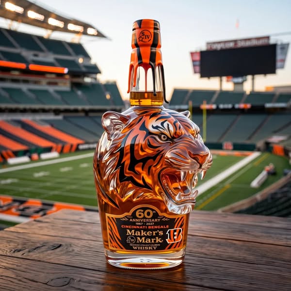The BENGALS×Maker's Mark 60TH ANNIVERSARY Special Edition Bourbon Bottle