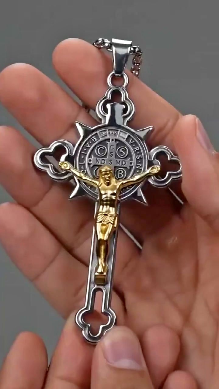 Benedict Protection Cross Power Pendant Necklace
