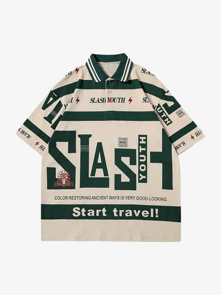 Contrast Color Slash Polo Shirt | Thesupermade®