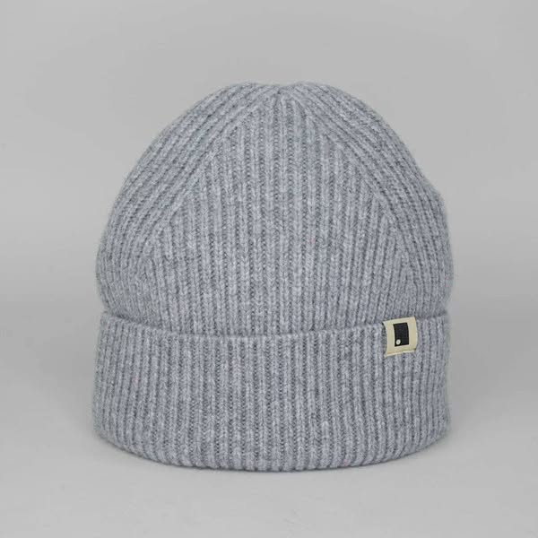 Moorland Wool Rib Beanie in Grey