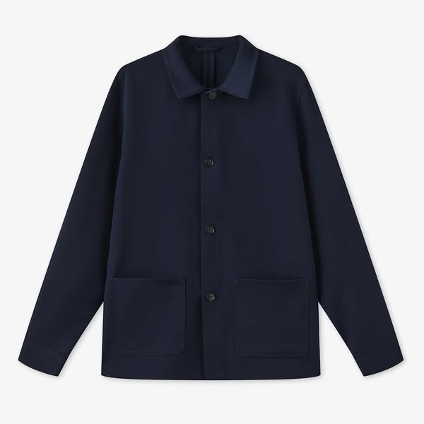 €249| Veste worker - Manches longues - Couleur unie - Bleu foncé - Styl