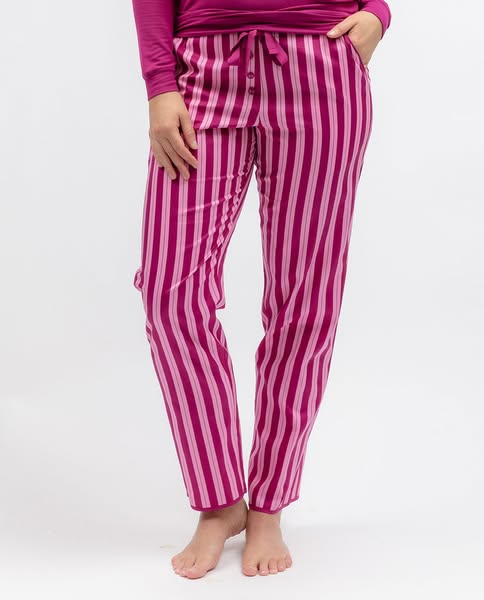 Womens Pink Printed Stripe Pyjama Bottoms - 24
