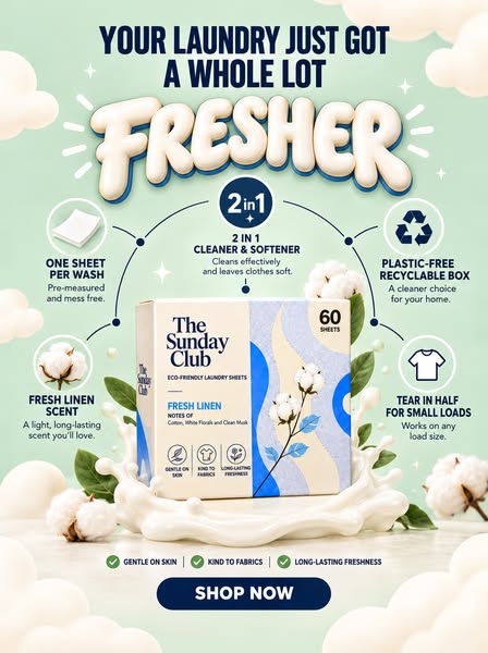 Fresher laundry, one sheet at a time