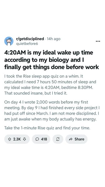 "I bet he wakes up at 8am"