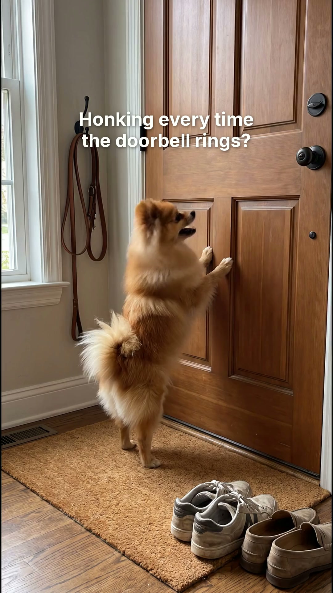 Why does my Pomeranian honk at the door?
