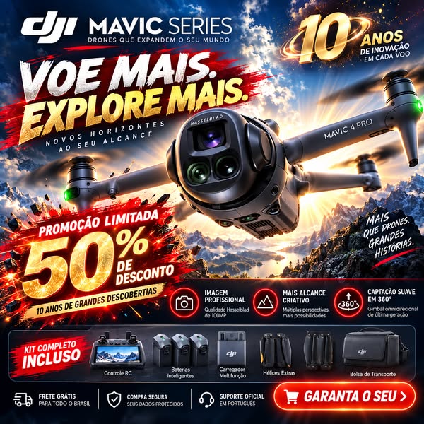 Drones DJI Mavic Series: 50% de desconto por tempo limitado, envio gratuito, garantia oficial e apoio ao cliente profissional.
