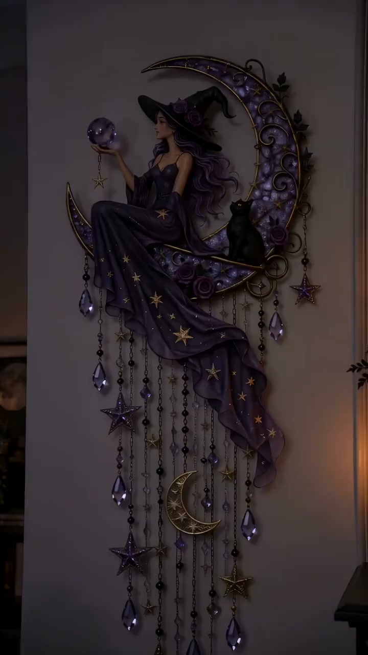 Enchanted Witch’s Moon Starfall Wall Lamp