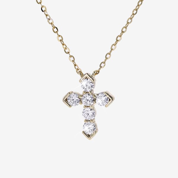 18ct Gold On Sterling Silver DiamonFlash Cross Necklace - Warren James