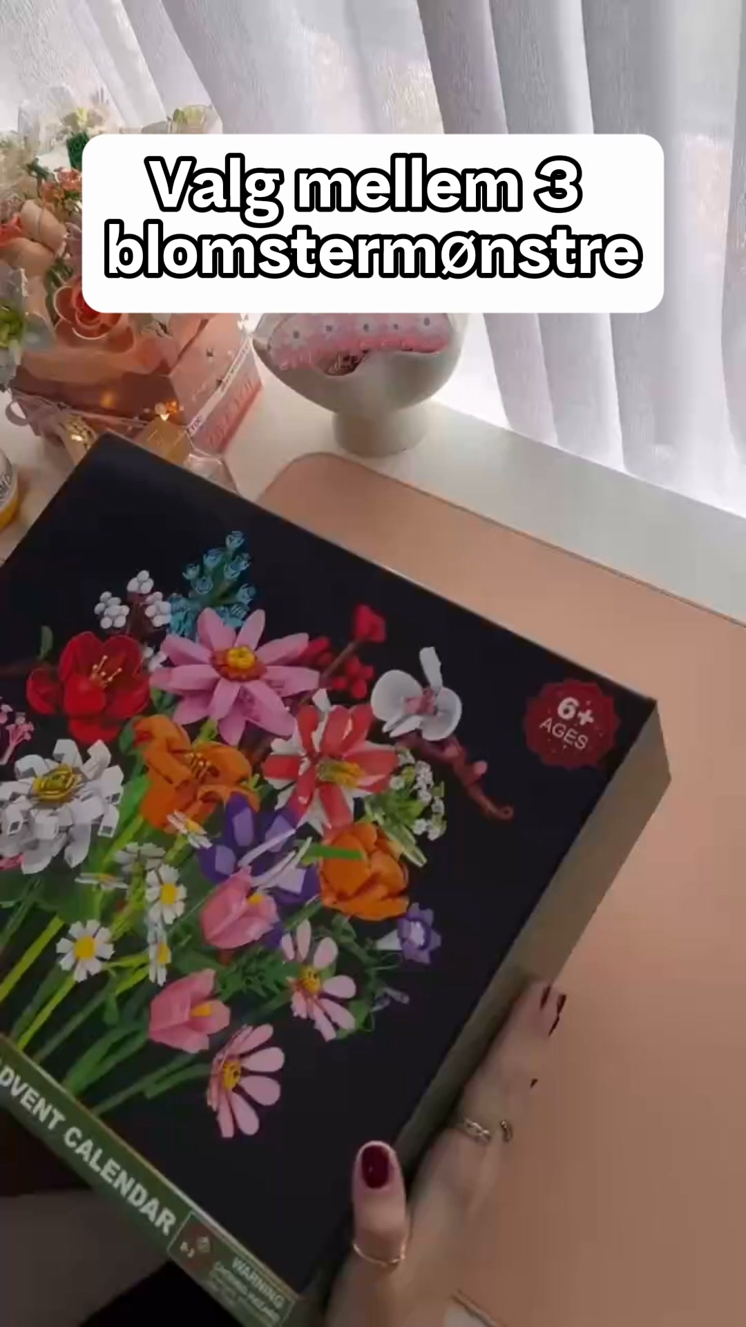Byggesæt med blomsterbuket som adventskalender til jul