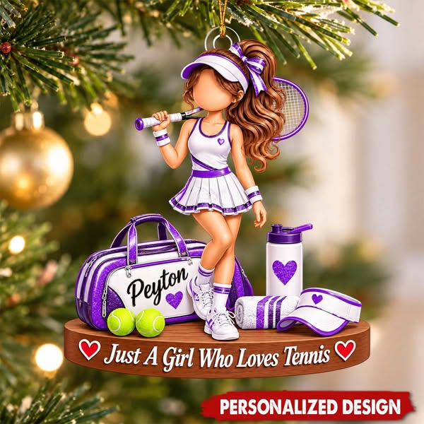 Personalized Tennis Girl Player Ornament