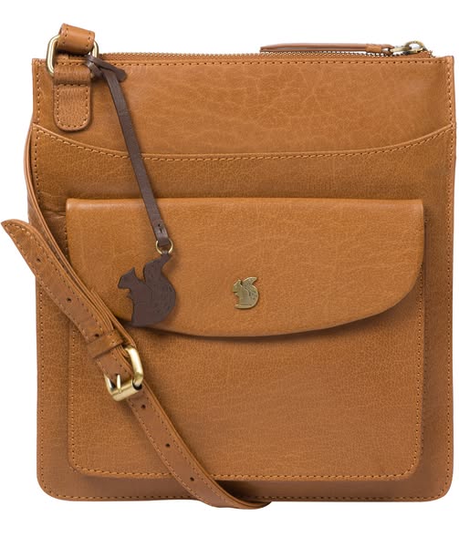 WAS £100 NOW £100! Leather Crossbody Bag Lauryn Dark Tan | Conkca London