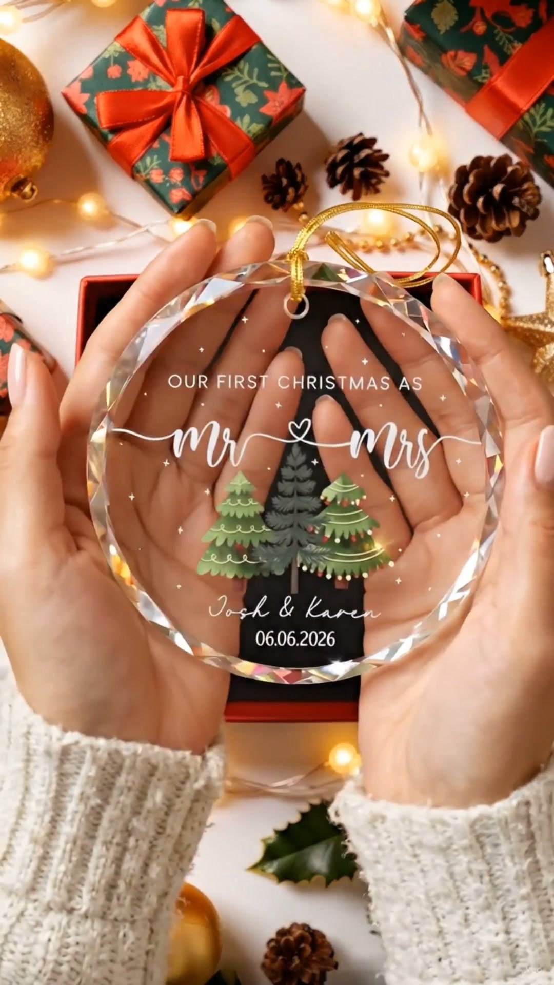 First Christmas As Mr & Mrs Glass Ornament