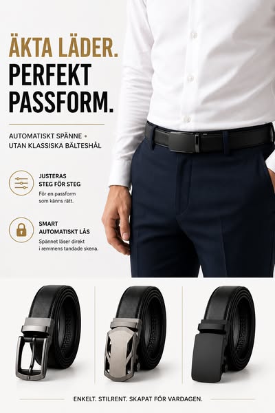 Läderbälte med smart automatspänne