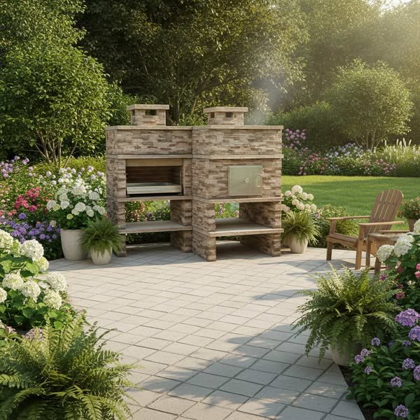 Barbecue en Beton Avec Four a Bois AV285F