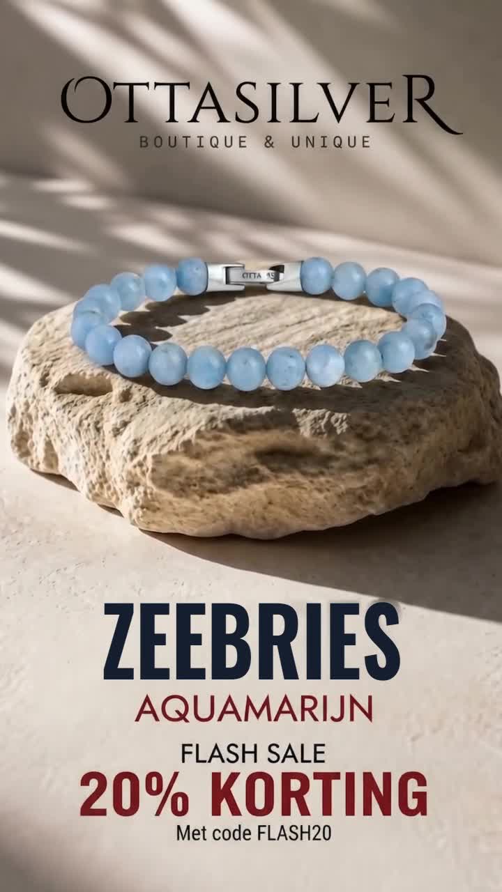 Kralenarmband met ijsblauwe aquamarijn