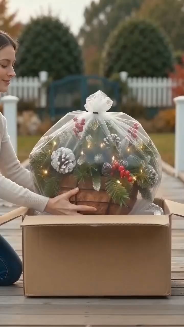 Hanging Basket Wreath Instant Christmas Above Your Porch