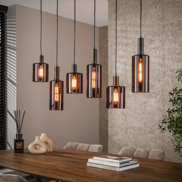 Lampa wisząca Ambrio 6-punktowa / brązowa Sienna