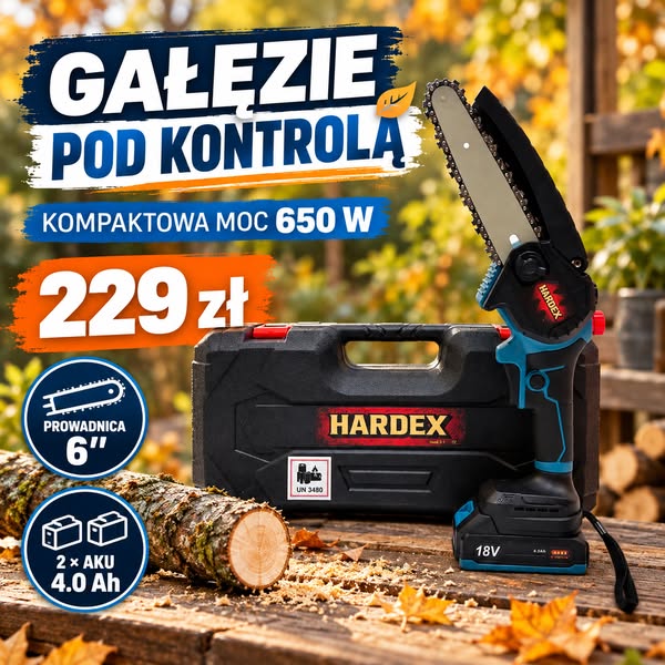 Minipilarka HARDEX 6″ + 2×4.0 Ah — 229 zł