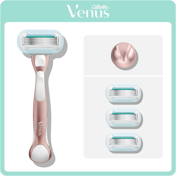 Gillette Venus Pro Smooth Sensitive Rose Gold Razor, 3 Blades & Shower Hanger