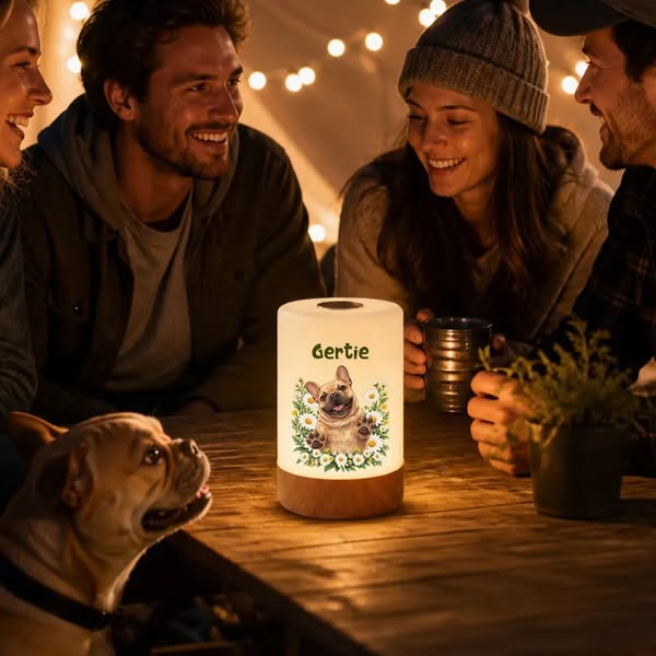 Personalized Pet Photo Night Light with Birth Flower & Name