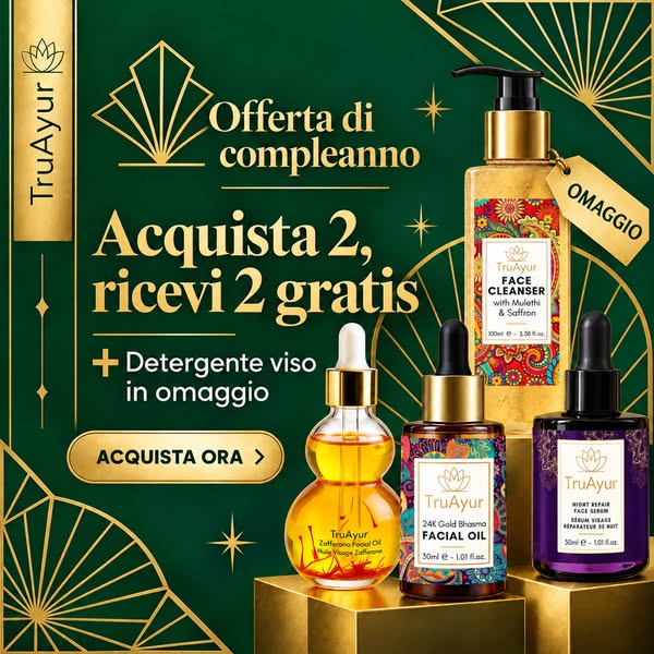 Acquista 2 prodotti, ne ricevi 2 in omaggio + un detergente viso gratuito