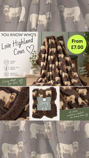 Highland Cow Throws from £7