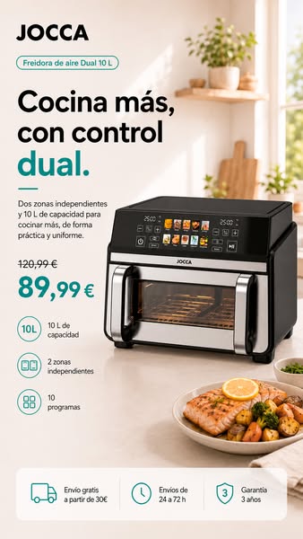 Freidora de Aire 10 Litros con Sistema Dual | JOCCA