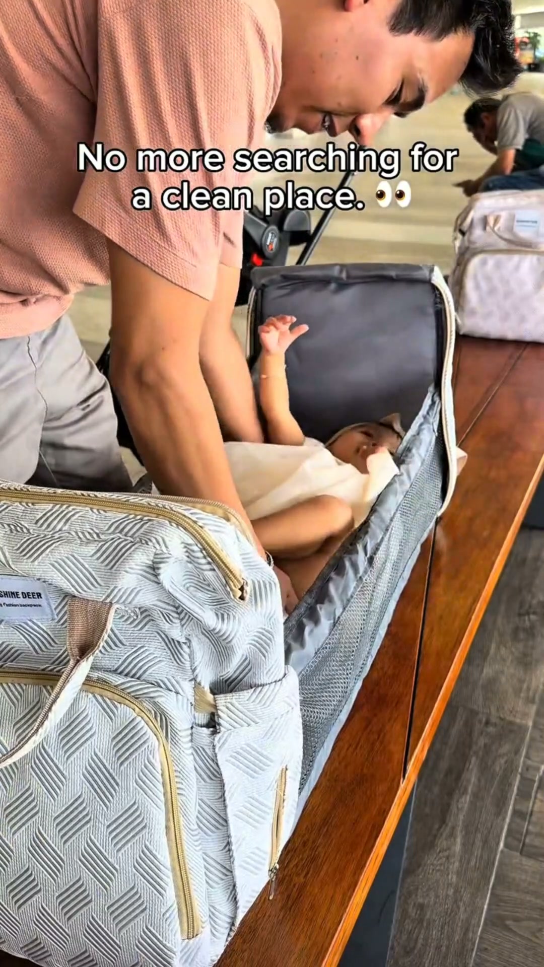 2-in-1 Baby Diaper Bag Backpack – Fold-Out Care Space & Large Storage
