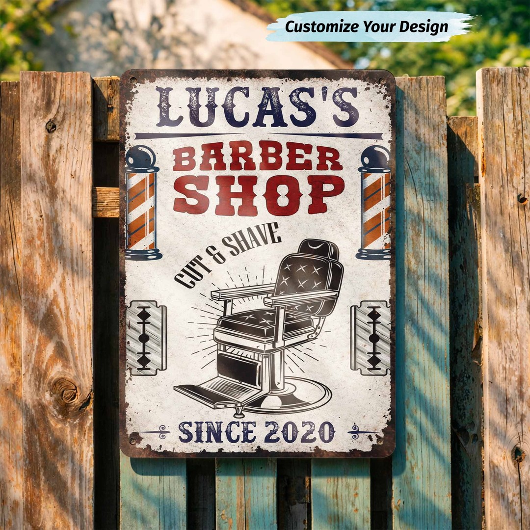 Personalized Barber Shop Metal Sign Perfect Gift for Barbers!