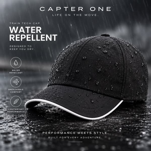 TECH RAIN CAP. BLACK