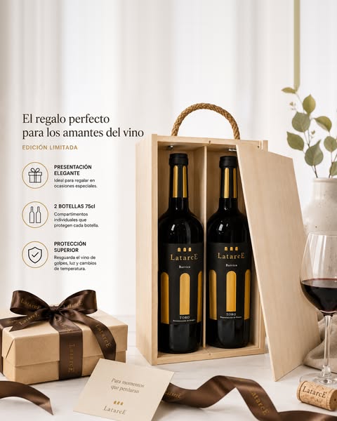 Caja de madera · 2 botellas · 53 €