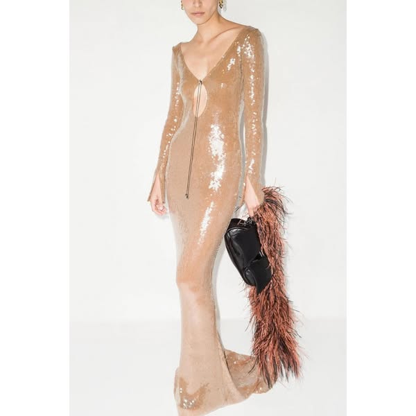 Louisa Apricot Sequin Maxi Dress