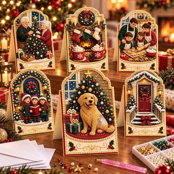 DIY Pearl Diamond Painting Christmas Cards