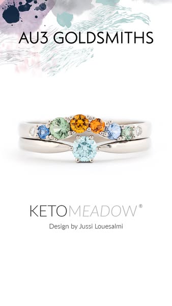 Keto Meadow 2mm ring - Color diamonds Green and Turquoise