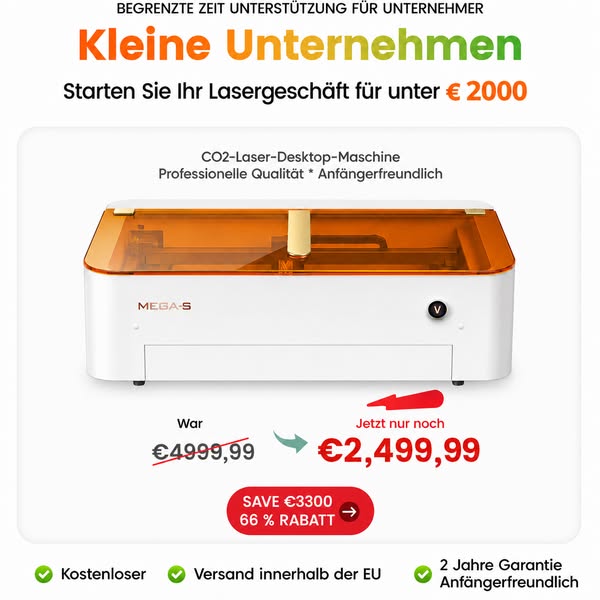 Intelligent Lasergraveringsmaskin | Monport Mega 70W CO2 laserskrivebordskutter