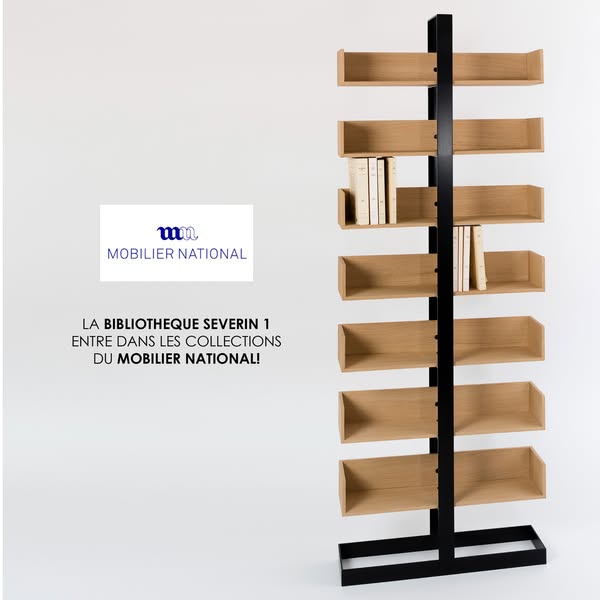Bibliothèque Séverin 1 en chêne et acier noir mat. Fabrication artisanale 100% européenne. Livraison offerte