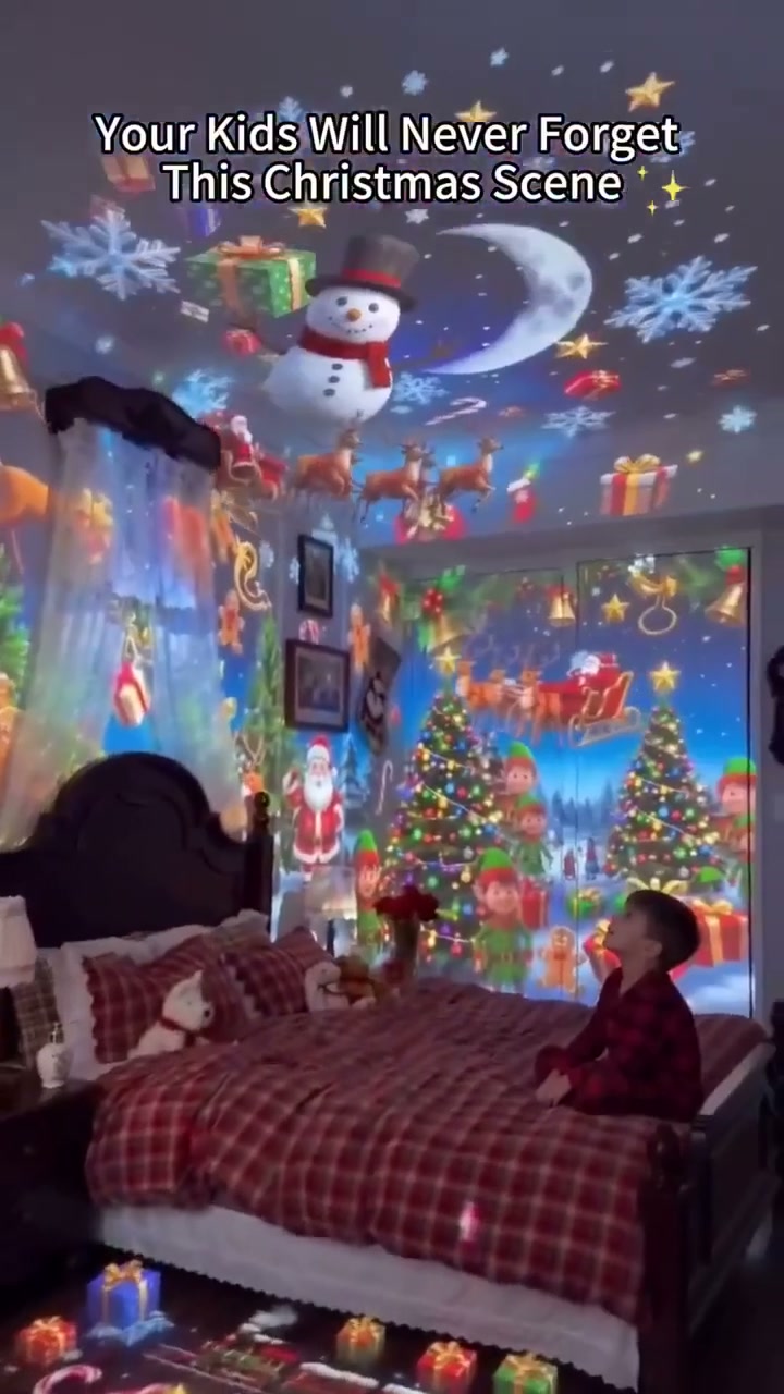 Plug-&-Play HD Christmas Projector – 6 or 10 Festive Scenes