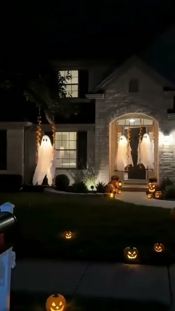 Hanging Swinging Ghost Ornament – Spooky Indoor & Outdoor Halloween Party Decoration