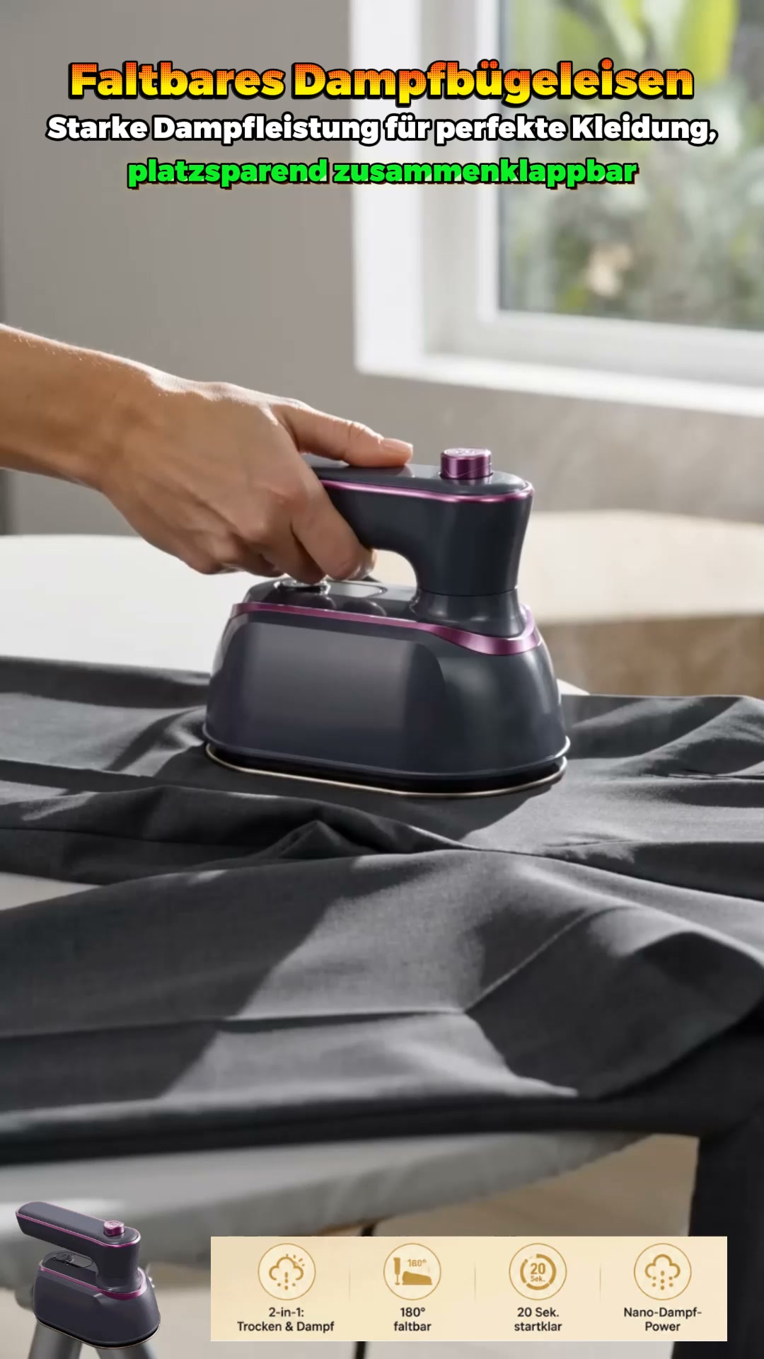 Bis zu 69% OFF! Faltbares 2-in-1 Dampfbügeleisen (2er-Set nur 65 €)