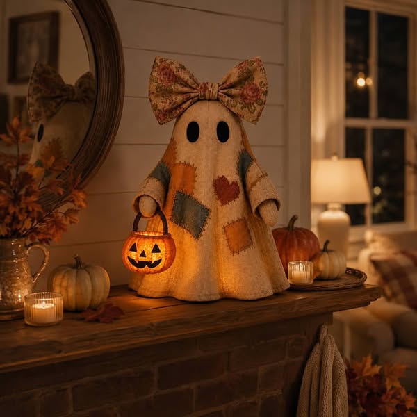Lighted Vintage Patchwork Ghost