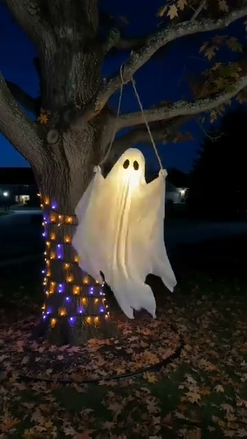 Hanging Swinging Ghost Ornament – Spooky Indoor & Outdoor Halloween Party Decoration